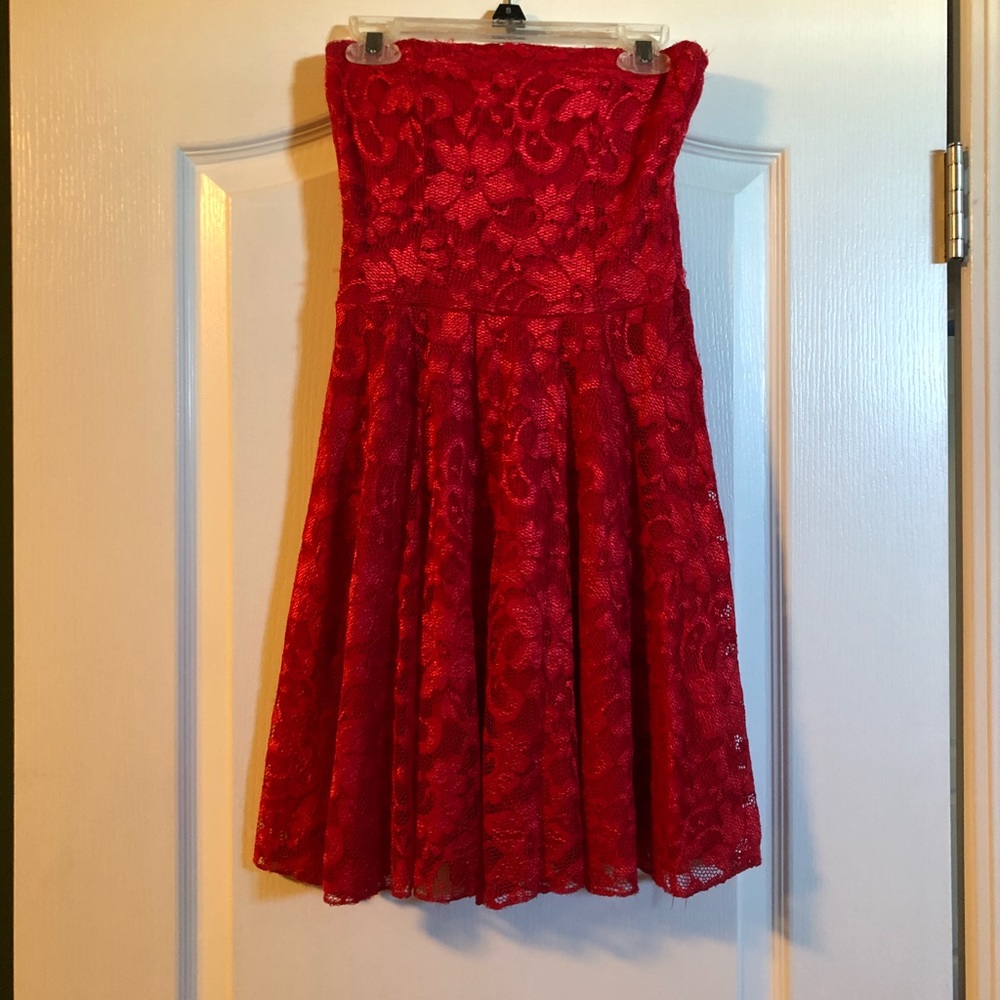 Strapless lace dress